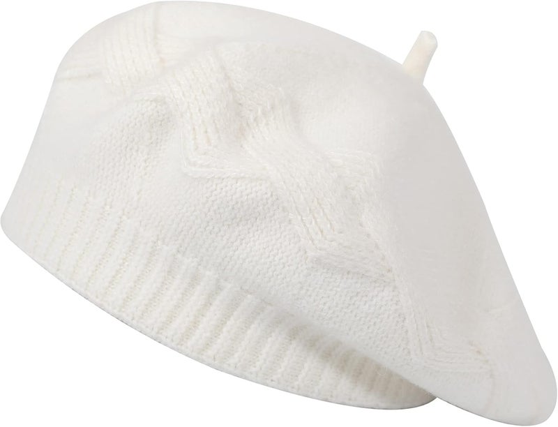 ZLYC French Beret hat, Reversible Solid Color Knit Warm Beret Cap for Womens Girls - Image 1